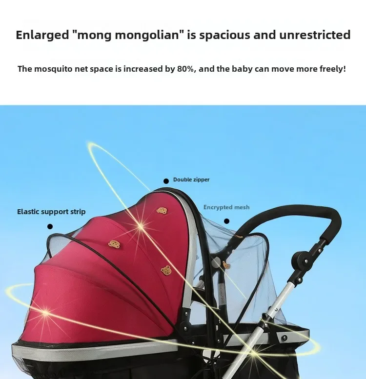 Description Picture 5 of itemBaby Stroller Insect Netting Mosquito Net Stroller Pushchair Insect Net Safe Infants Protection Mesh Kids Stroller Accessories