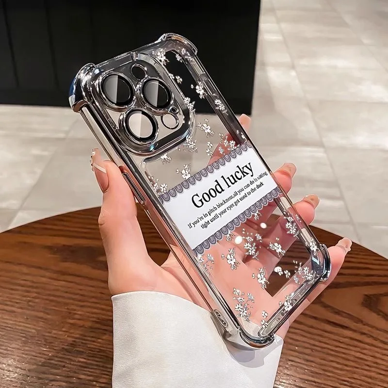 Good Lucky Butterfly Electroplate Shockproof Clear Phone Case