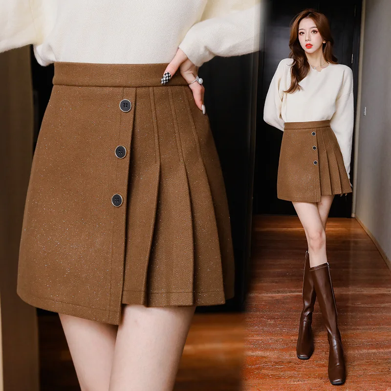 white skirt 2022 Pleated Skirt Women Autumn Irregular Slim A-line Skirt Korean Fashion School Uniform Girls Casual Preppy Style golf skirt Skirts