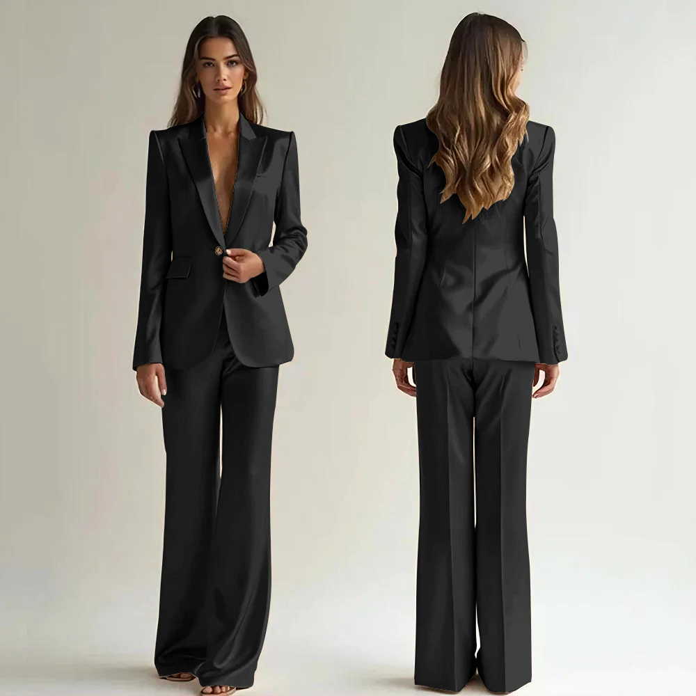 Luxury High Quality Women's Suit One Button 2 Piece Jacket Pants Female Clothing Slim Fit Smart Office Banquet Lady Blazer Set