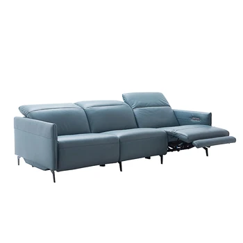 Luxury 3-Seater Genuine Leather Dual Motors Electric Recliner Sofa Modern Power Reclining Couch Adjustable Backrest and Headrest