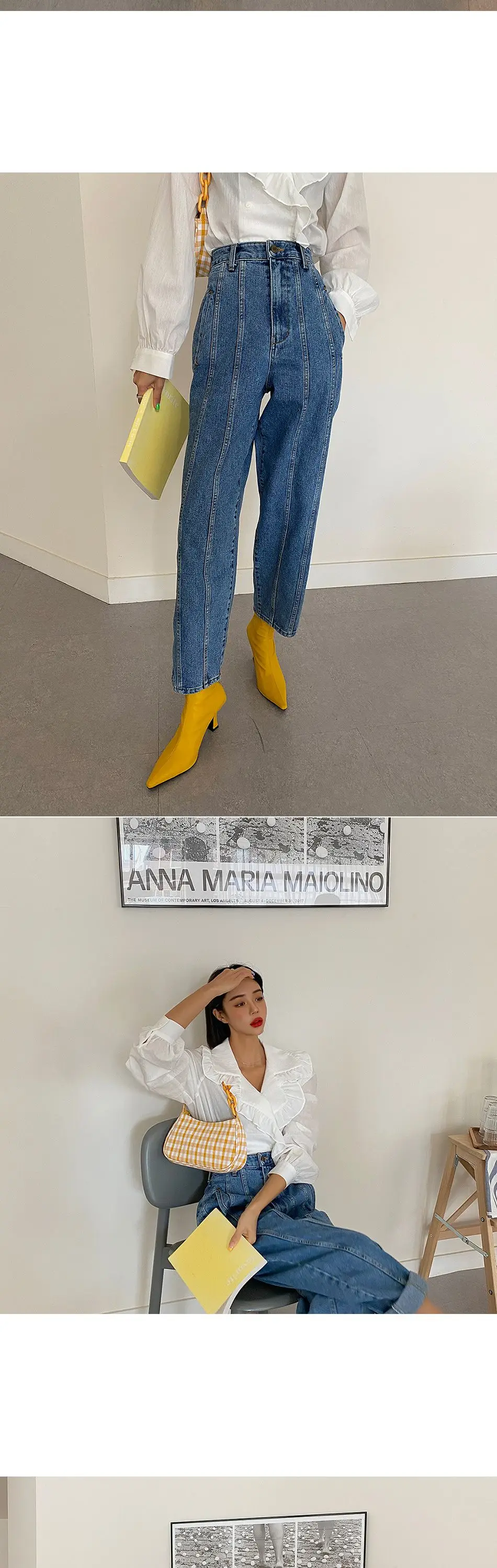 leather pants High Waist Jeans Women Harem Pants Korean Style Outfits Casual High Street Denim Trousers Pantalon Femme Vintage Jeans bell bottom jeans