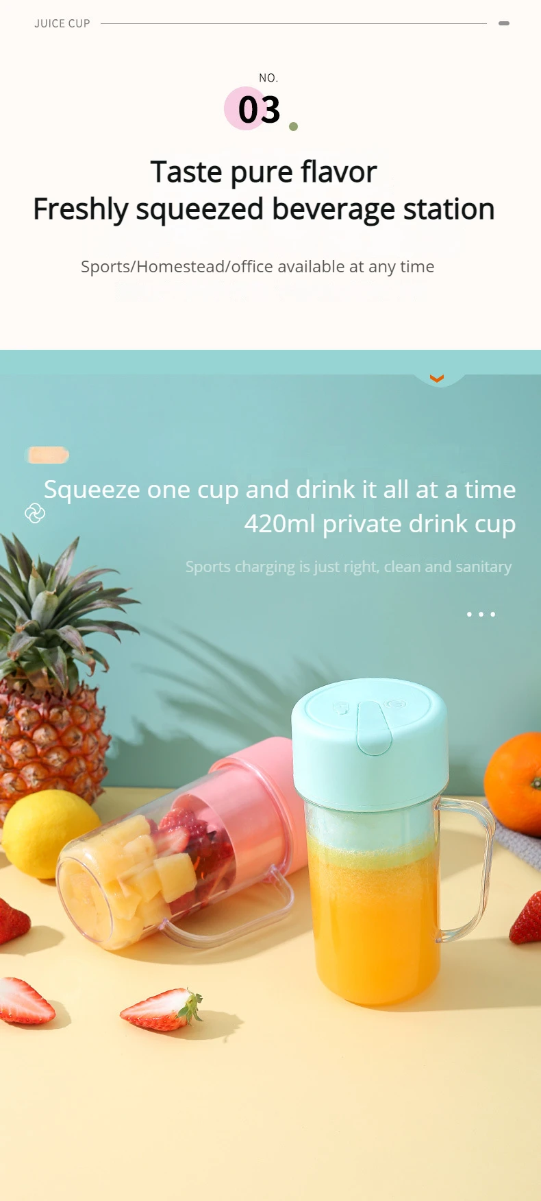 New Portable Electric Juicer Blender Milkshake Cup Fruit Blender Kitchen Tool