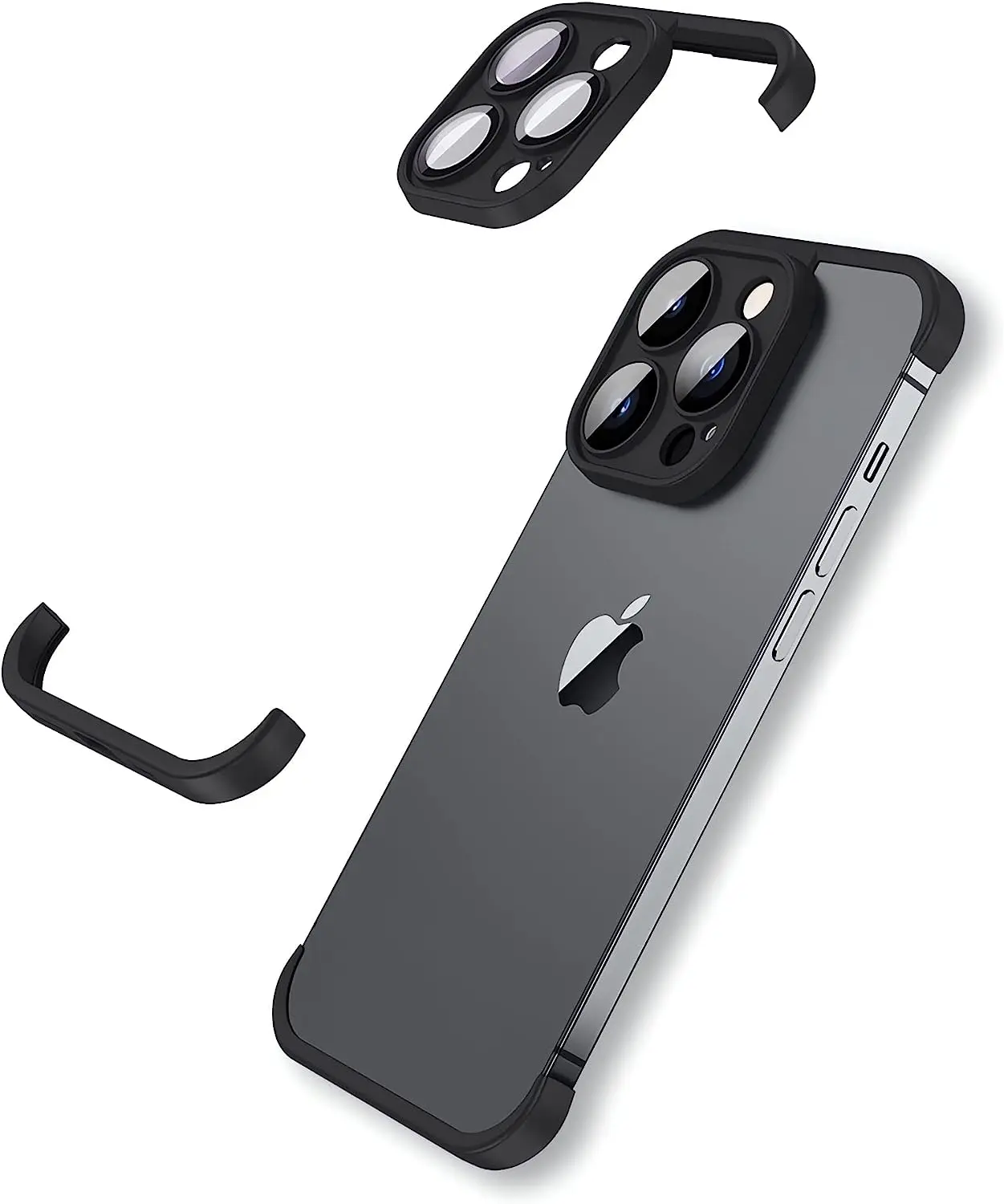 Sleek Gray Frameless Camera Lens Protector Phone Case Cover