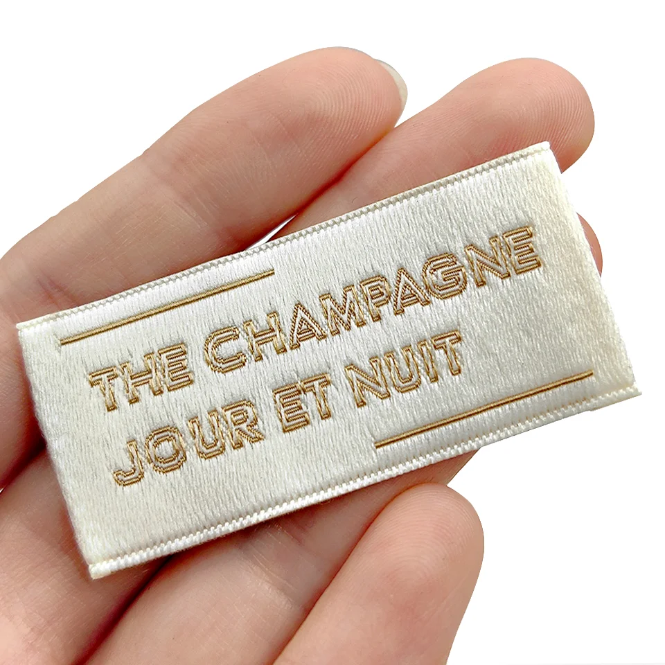 Organic Embroidery Label Woven Labels for Clothing Woven Neck Tags Sew on Collar Cotton Label