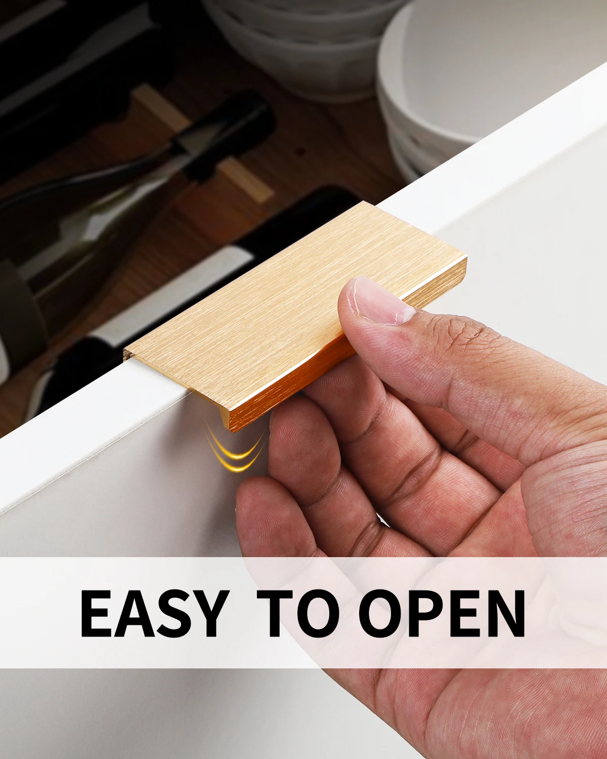 Drawer Self Adhesive Knob Silvery Stick on Handles Concealed Cabinet Handles Drawer Edge pulls Kitchen Fingerpulls