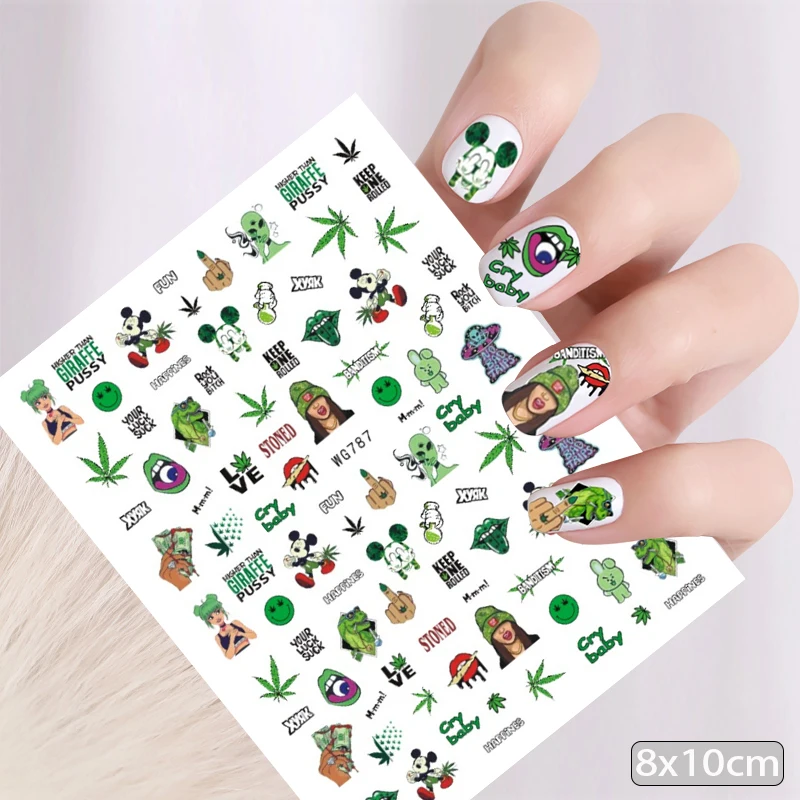 Nail Stickers Mickey Mouse Tigger Stitch Cartoon Nail Stickers Nail Art Decals Disney Princess Donald Duck 3D Stickers Press on Nails