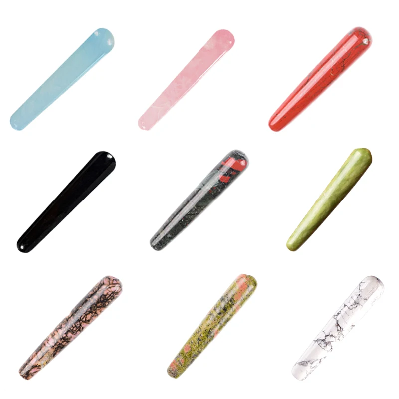 Yoni Wand Rose Quartz Massage Stick White Crystal Massage Wand Natural Jade Face Point Guasha Massage Face Spa Massager natural rock quartz electroplated crystal wand point healing 6 faceted prism faceted prism for chakra balancing