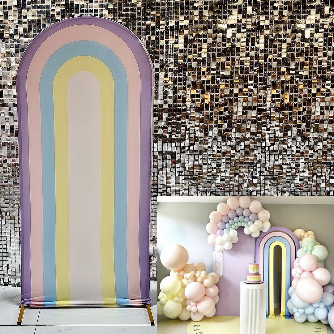 

Boho пастельные радужные арочные Чехлы для фона для детской фотосъемки, Обложка для дня рождения, украшение для детской вечеринки