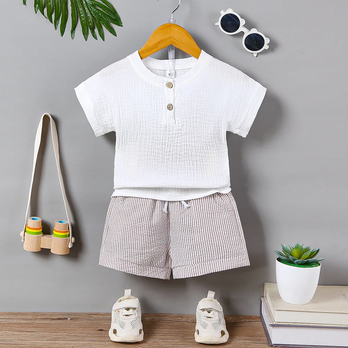 Baby Boys' Casual Short Sleeve Shorts Set/Children's top and bottom clothes set3471