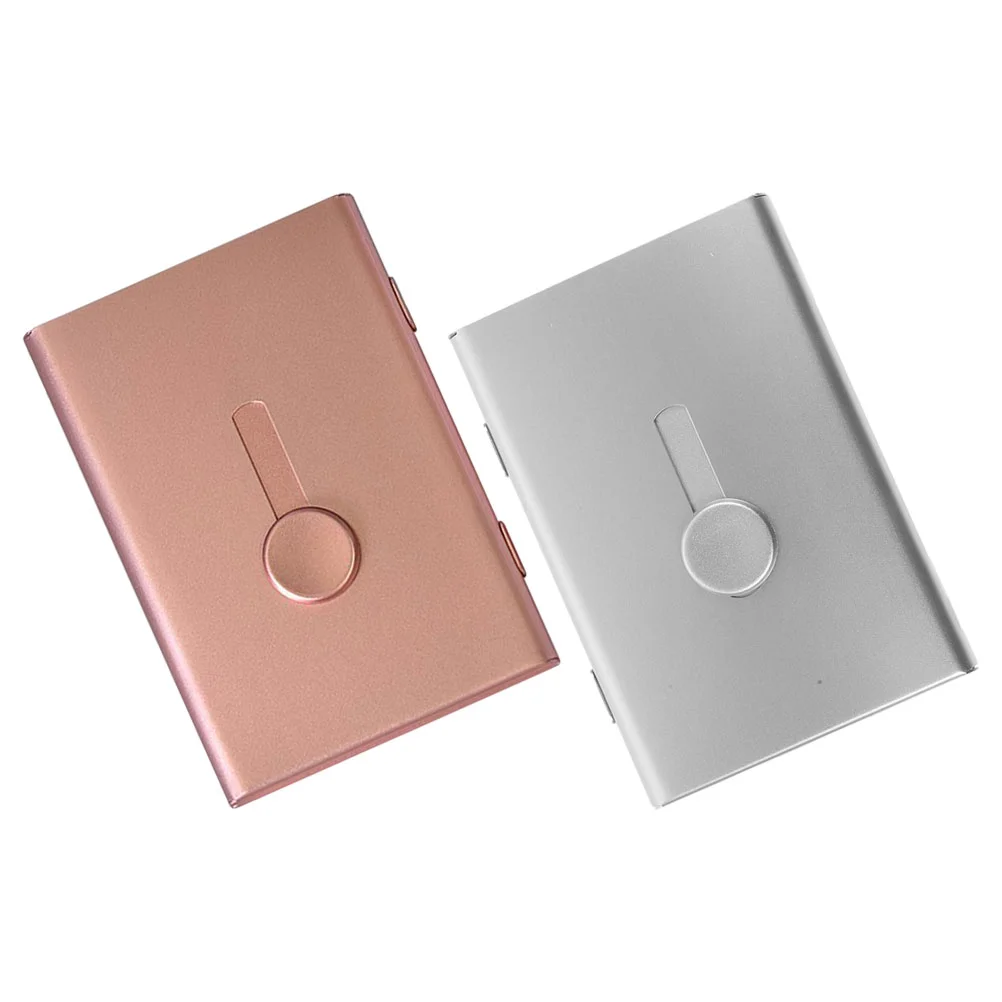 

2 Pcs Card Storage Box Gift Boxes Thumb Drive Business Holder Aluminum Alloy Visit