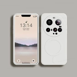Magnetic Wireless Charging Liquid Silicone Phone Case in Soft Finish for Xiaomi 15 Ultra 5G (White)