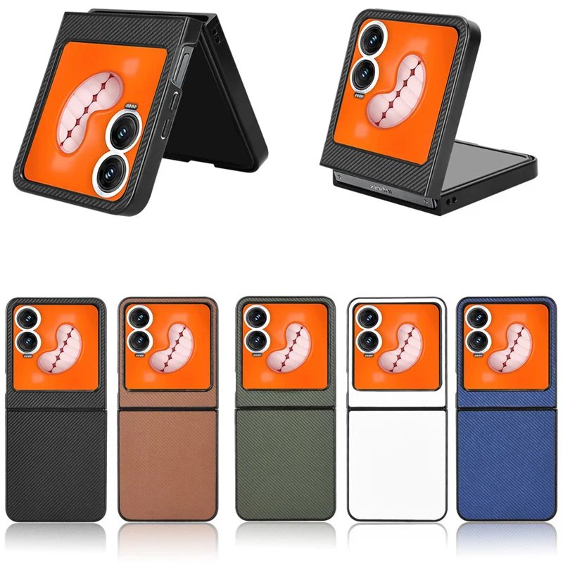 For Tecno Phantom V Flip 2 Scratchproof Carbon Fiber Leather Back For Tecno Phantom V Flip2 Case Hard Protective Phone Cover 6