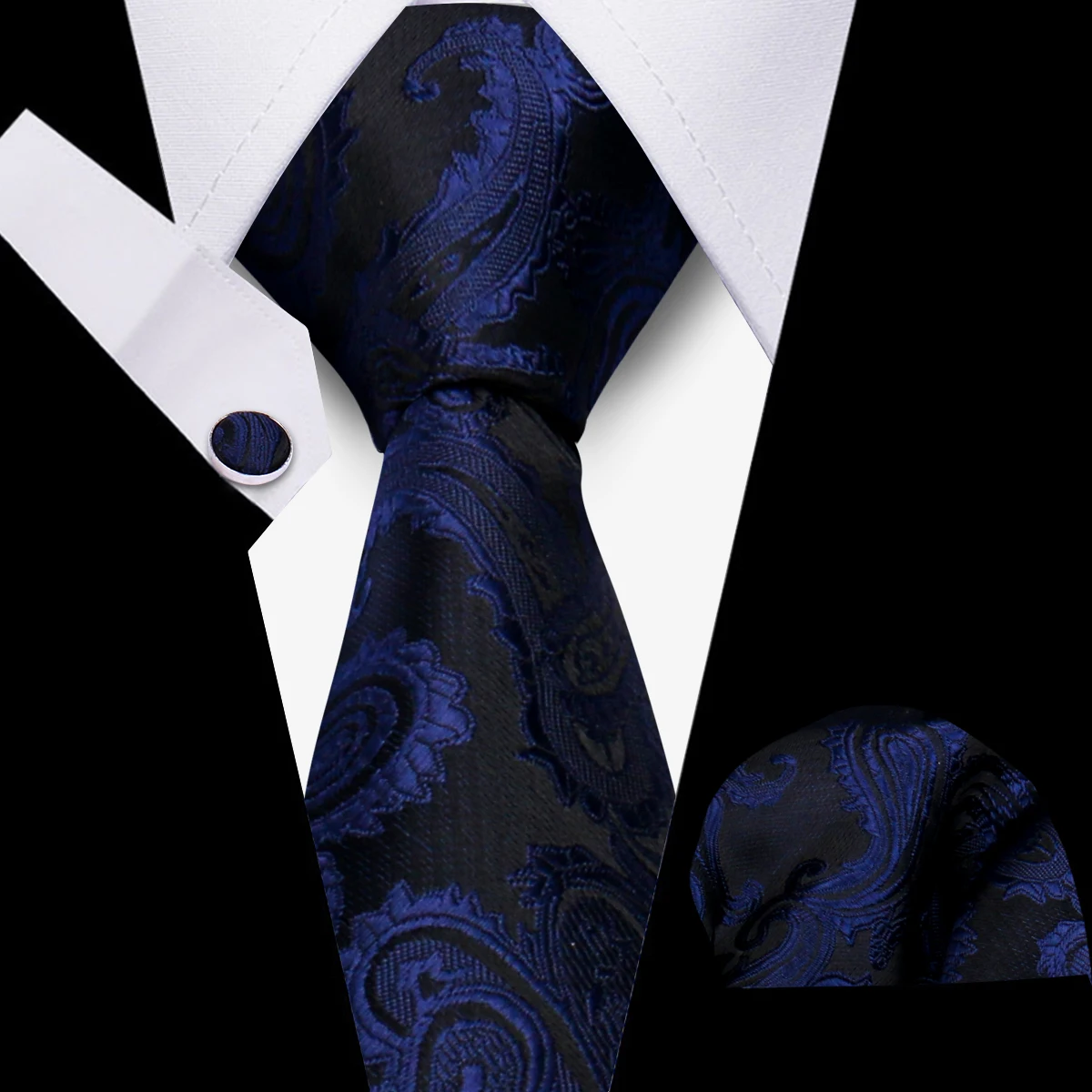 Tie Set Elegant Ties For Men Gift Fashion Men Striped Luxury Necktie Handchief Cufflinks 3 Pcs Business Wedding Suit Accessories