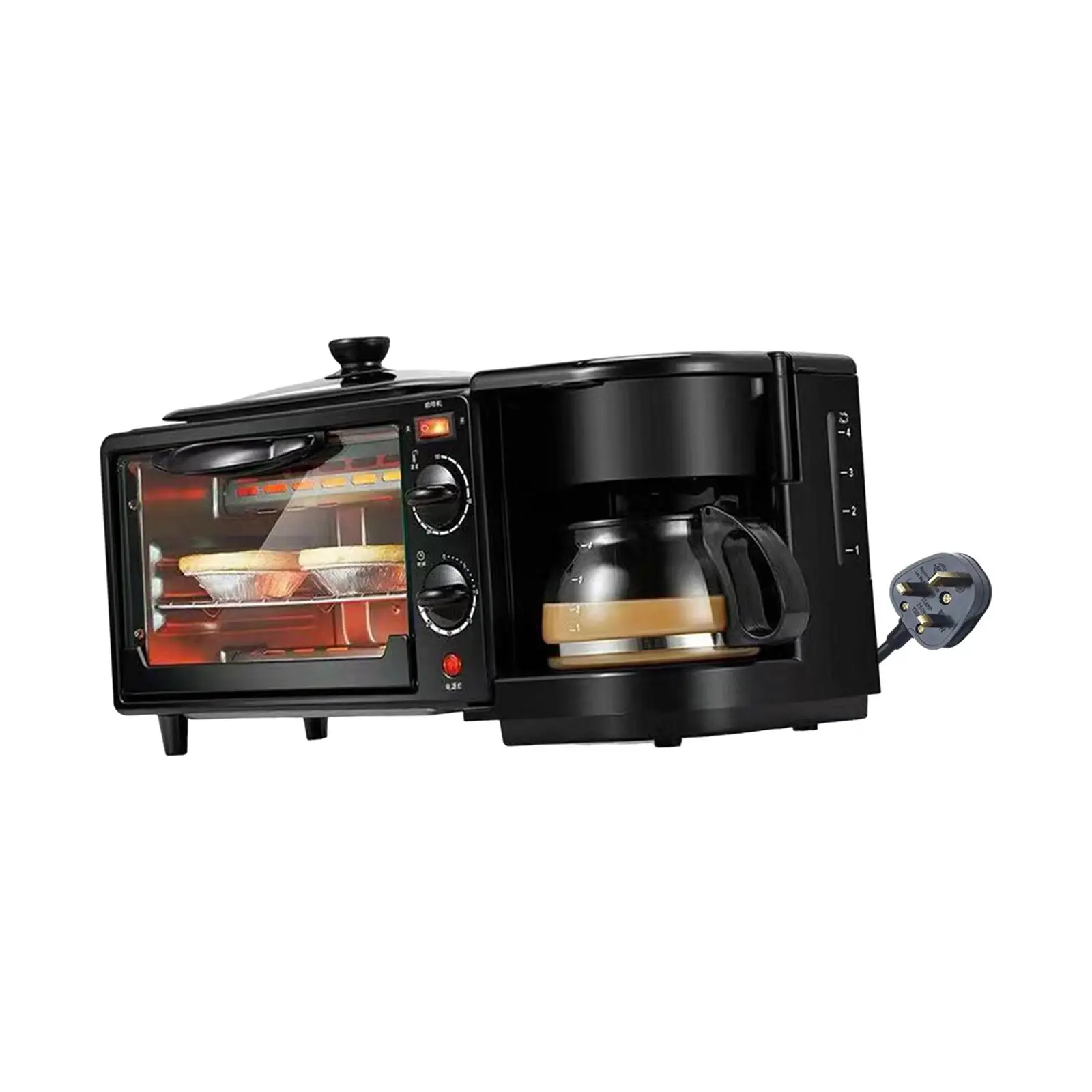 3 in 1 Breakfast Machine Oven Breakfast Maker Small Kitchen Appliances Breakfast Maker with Timer Non Stick Griddle for Sandwich