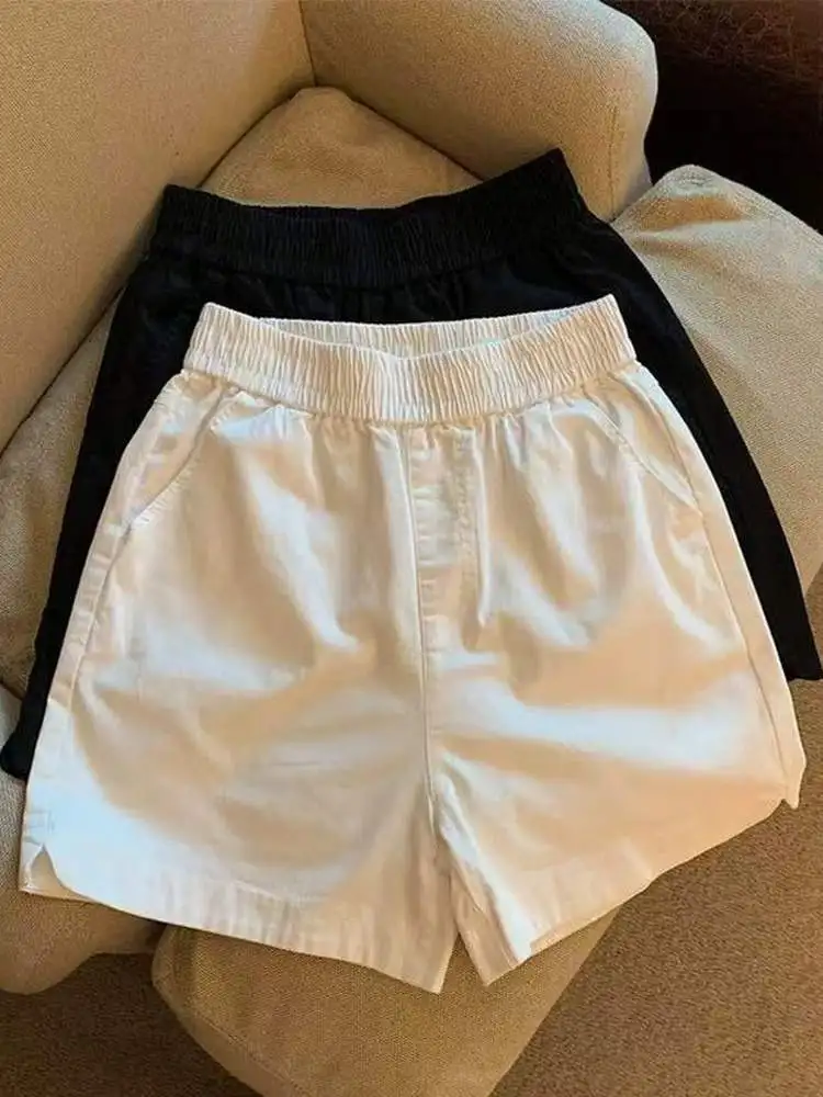 plus Size Elastic Waist Thin Summer ort Pants Women Loose Wide Leg Casual Trousers High Waist ort Length Faionable