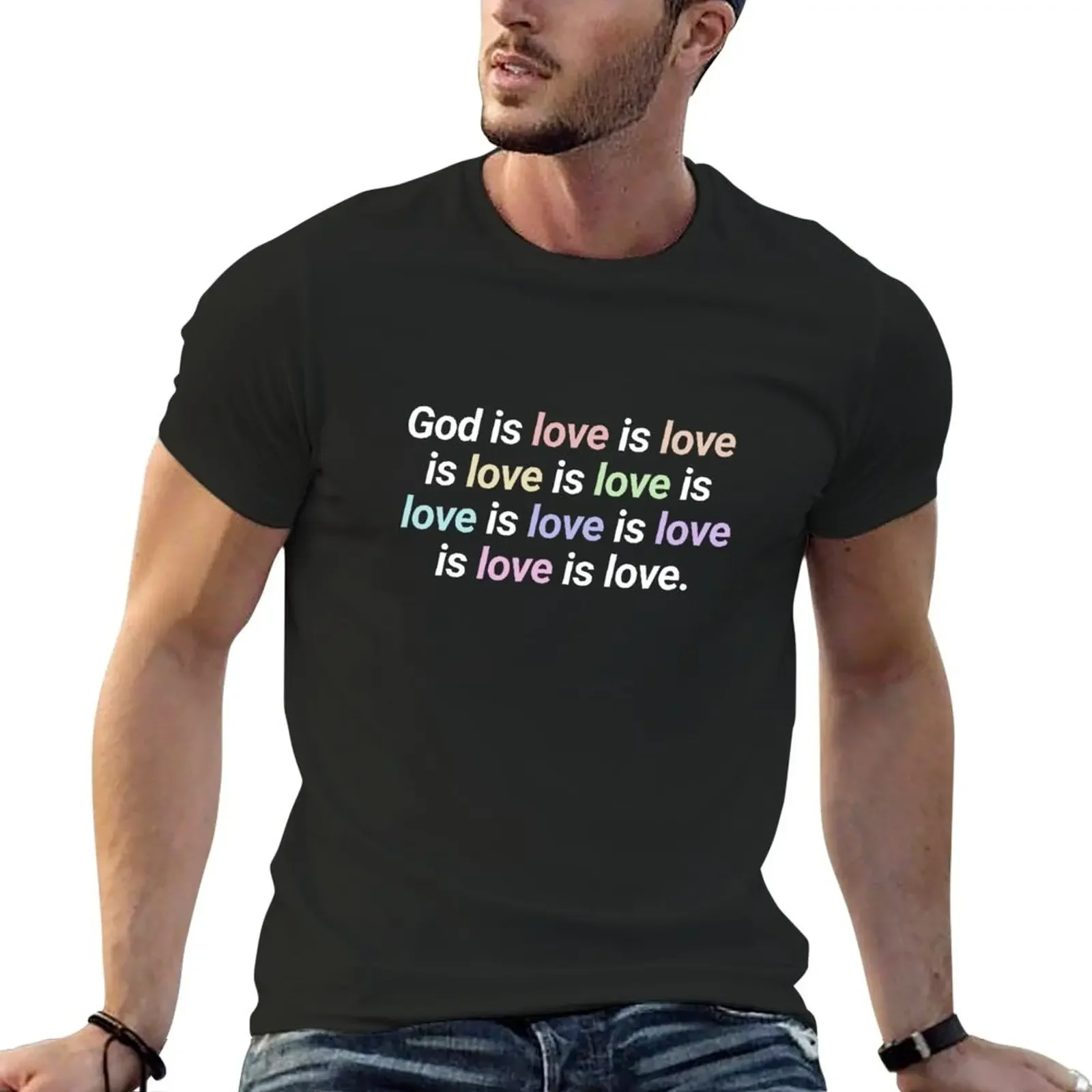 

God is Love is Love T-Shirt oversized summer top mens plain t shirts