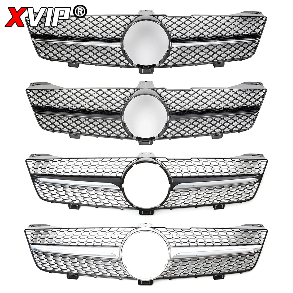 XVIP 크롬 다이아몬드 스타일 레이싱 그릴 메르세데스 벤츠 CLS W219 CLS500 CLS550 2009-2011 광택 블랙 GTR 스타일 어퍼 그릴