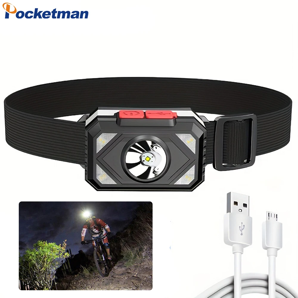 

Super Bright LED Headlamp with 7 Modes USB Rechargeable Headlight Waterproof Head Lamp Perfect for Fishing and Outdoor Camping
