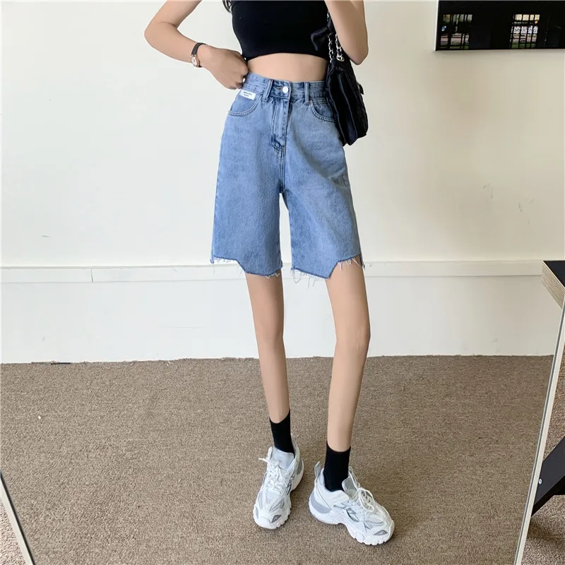 trendy clothes Women Summer Half Denim Shorts Y2K High Waist Blue Irregularity Jeans Shorts 2022 Casual Washed Short Pants Female Ropa Mujer african dresses