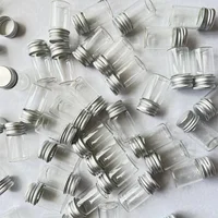 50/100 PCS/lot 22*40mm 8ml Tiny Glass Small Bottles Decorative Glass Jars Silver Screw Cap Vial Mini Containers Bottles 1