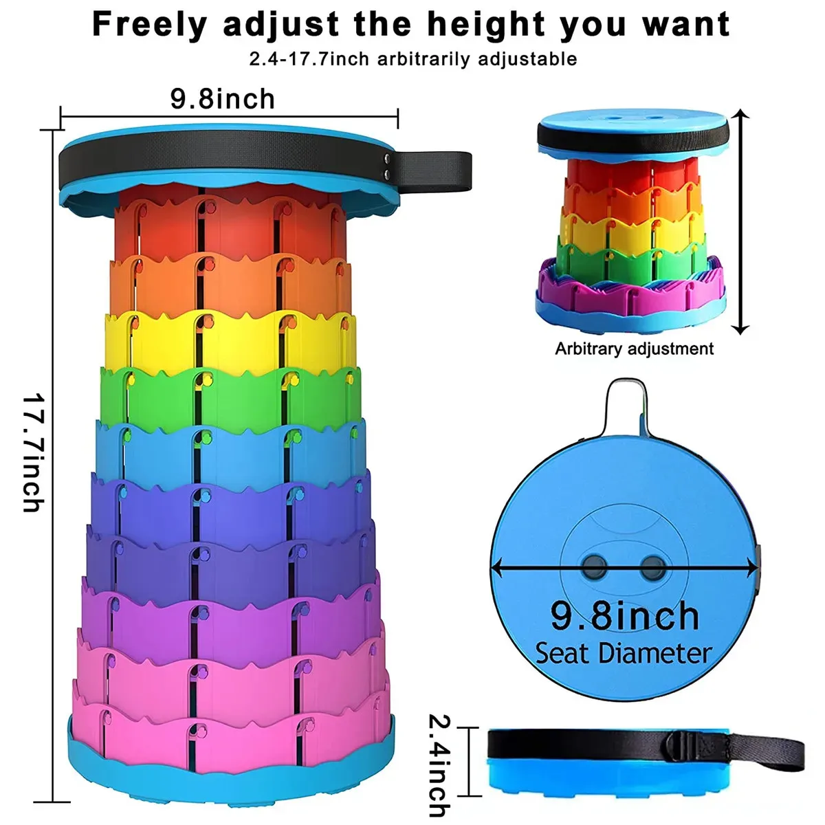 Portable Folding Camping Stools, Outdoor Telescopic Picnic Stools, Travel Foldable Stool for Camping Beach Fishing Hiking Garden 3