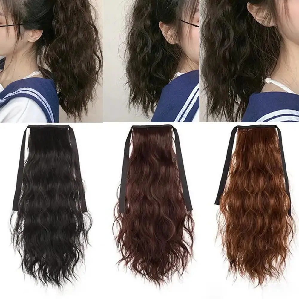 Ponytail Wig Natural Comfortable to Wear Fluffy Dyed Smooth Makeup Tool High Temperature Silk Long Corn Curly Ponytail for Home