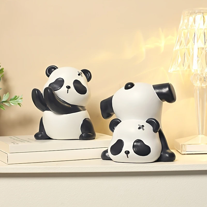 2pcs/set roztomilá panda okrasa kung fu styl velký panda kniha stánek pryskyřice sochu umění řemeslo pro  vjezd dekorace