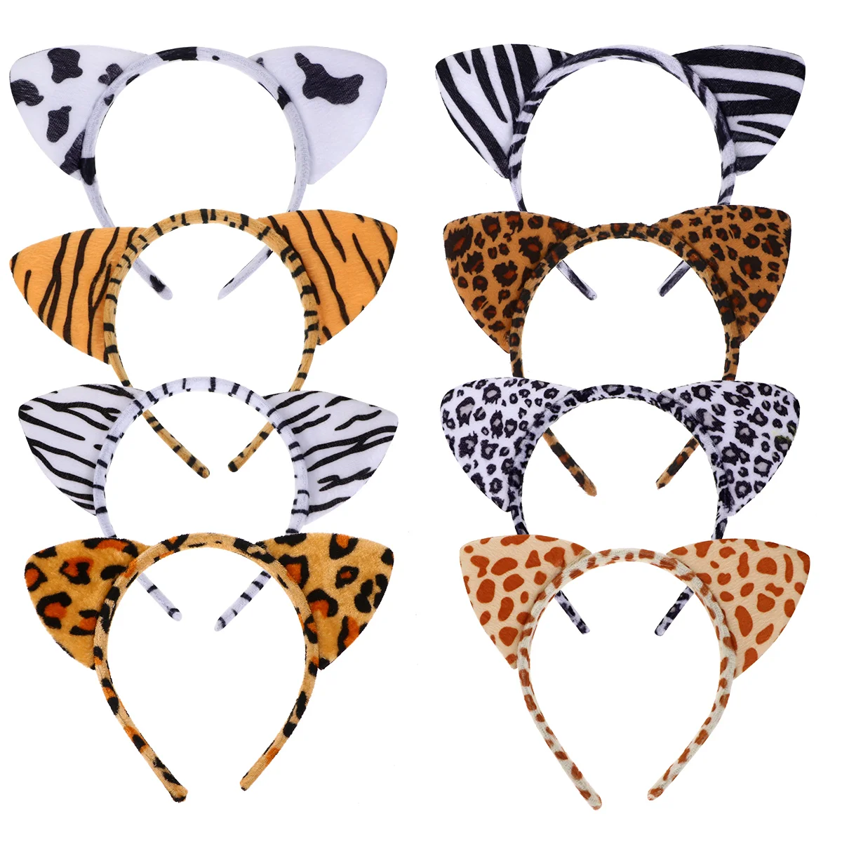 8pcs Plush Cat Ears Headband Hair Hoops Ear Hair Accessories with Leopard Zebra Grain for Party Favors 8pcs with flightcase 40w rgbw led cob par light cob led par beam stage background light