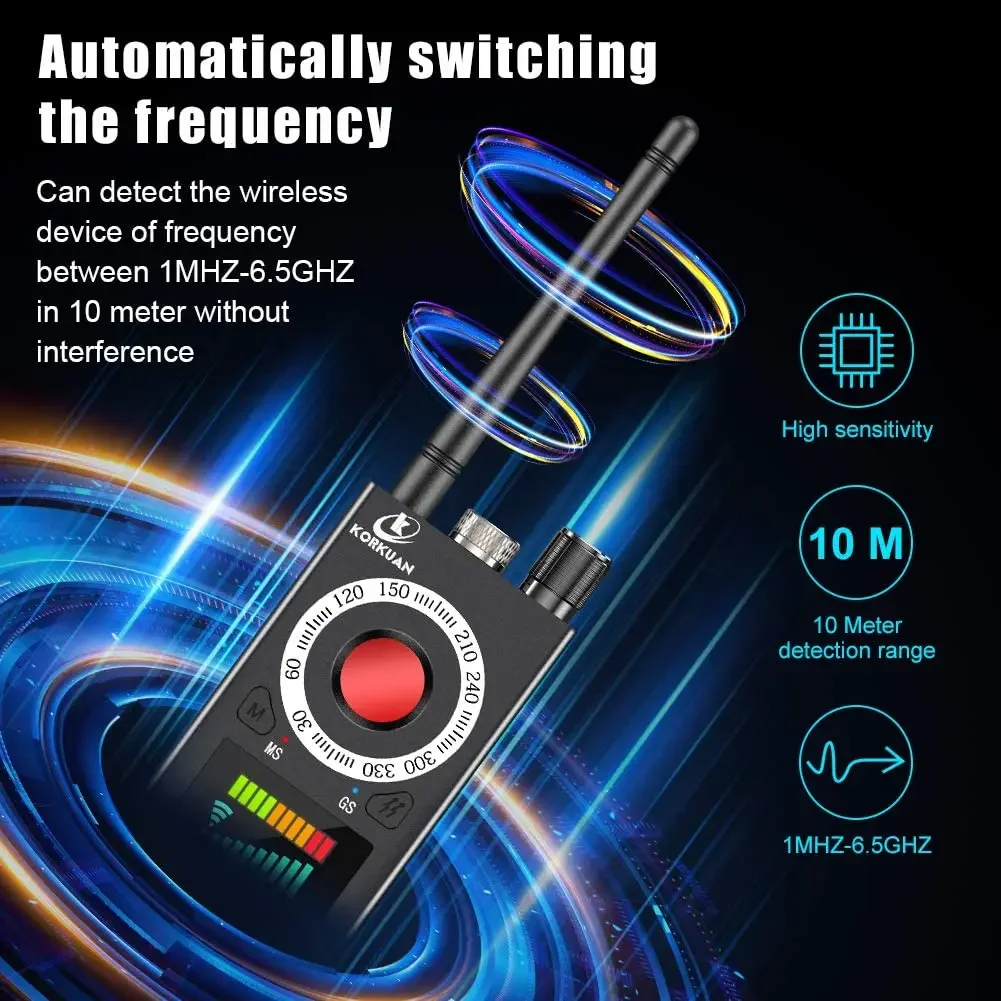 Hidden Camera Detector K18 Anti Candid Camera Detector Bug Gadgets Wiretapping Finder GPS Signal Lens RF Spy Tracker Detect Multi-function