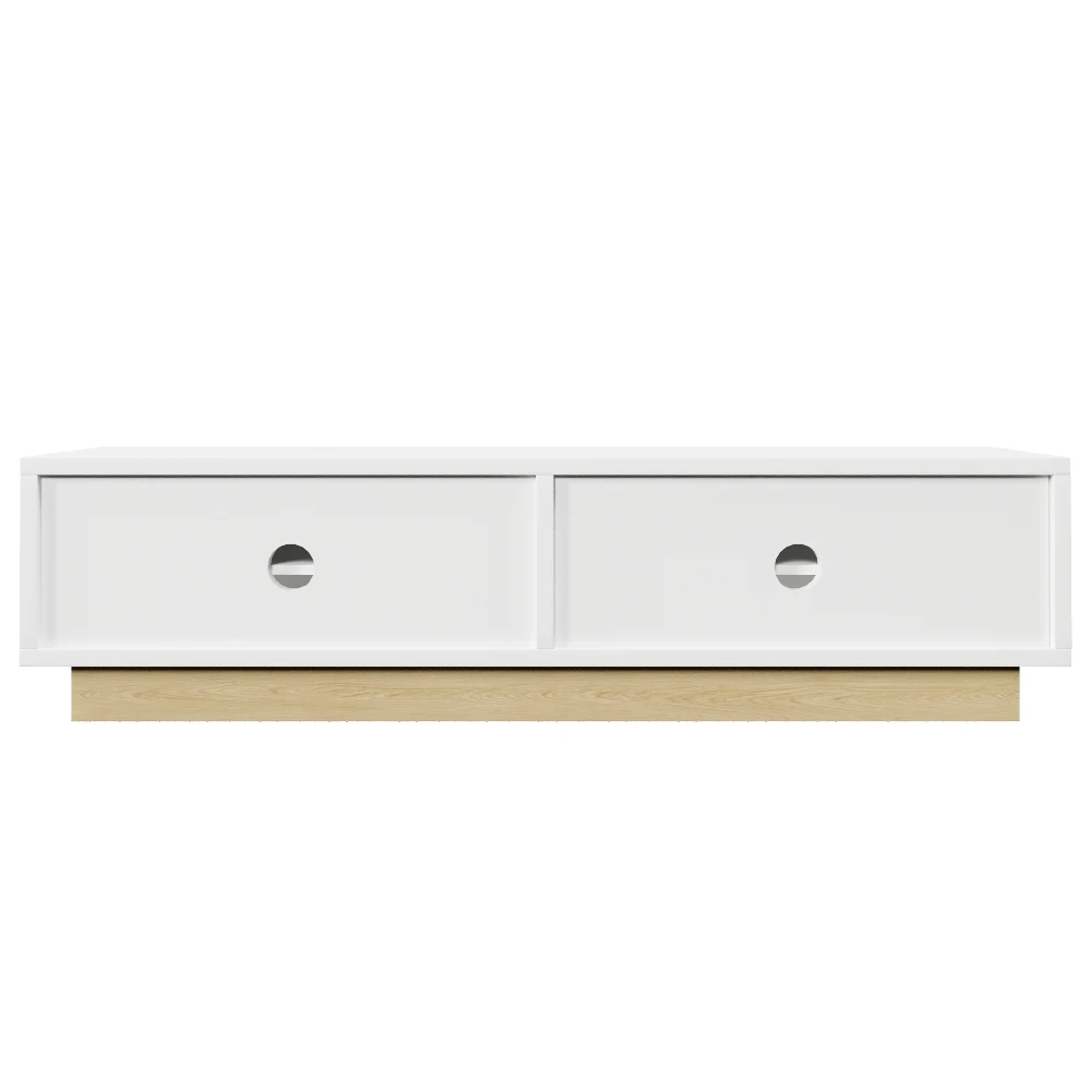 PINGGO 175CM Moderner weißer TV-Schrank mit Holzschnitzerei, minimalistischem Kurvendesign, ausreichend Stauraum und Kabelmanagement – Detail 17