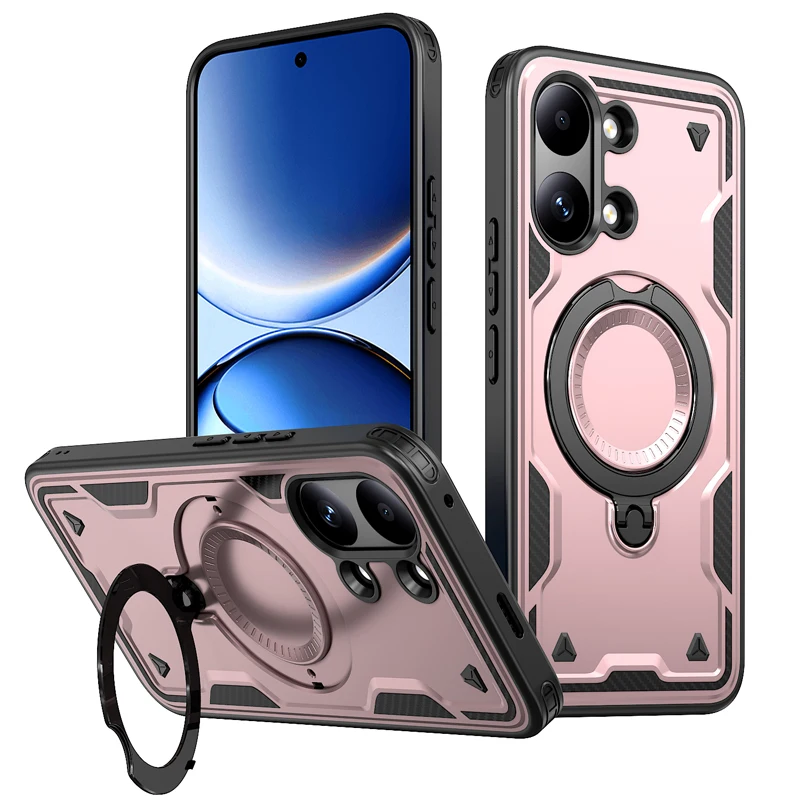 Military Drop-proof Hard Case with 360° Adjustable Ring Stand - Durable PC+TPU Protection