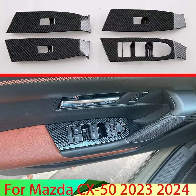 

Для Mazda CX-50 2023 2024 автомобильные аксессуары стильный карбоновый чехол для окна двери подлокотника переключатель панели отделка молдинг украшение