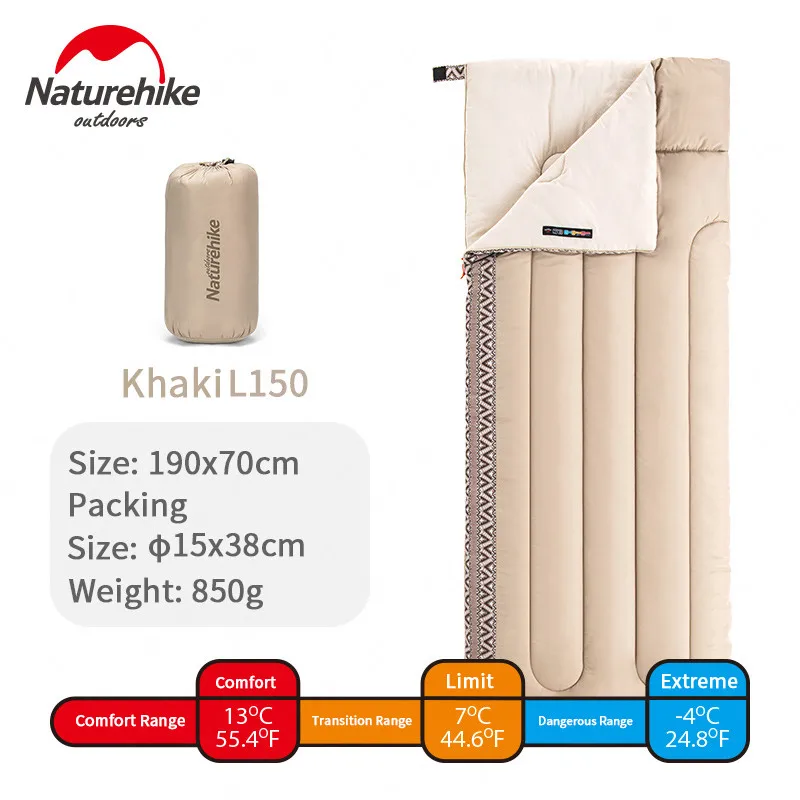 

Naturehike Upgraded Camping Sleeping Bag Lightweight 3 Season Waterproof Tourist Mats Ventilation Cotton Sleeping Bag for Adult