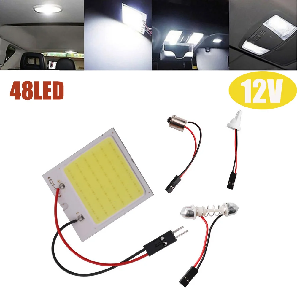 5 Pack 48SMD COB LED T10 BA9S Bulbs – 6000K White, 600LM, 12V – Interior Dome, Map, Courtesy