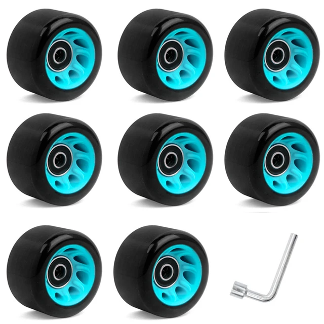 8 Pack PU Roller Skate Wheels (58x39mm) With Bearings - 82A To 95A Hardness For Indoor/Outdoor