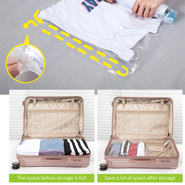 Clothes Compression Storage Bags Hand Rolling Clothing Vacuum Bag Packing  Sacks Travel Space Saver Bags for Luggage Seal Bags - AliExpress