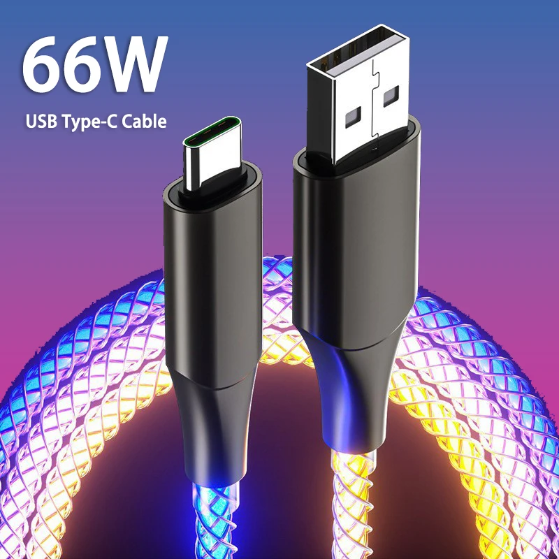 

Цветной зарядный кабель USB Type-C, 66 Вт, 6 А