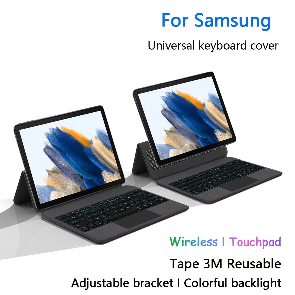 Universal Keyboard For Samsung Galaxy Tab A8 A9+ A9 Plus 11 Tablet Cover For Tab A7 Lite SM-T220 Touchpad Backlit Keyboard Stand