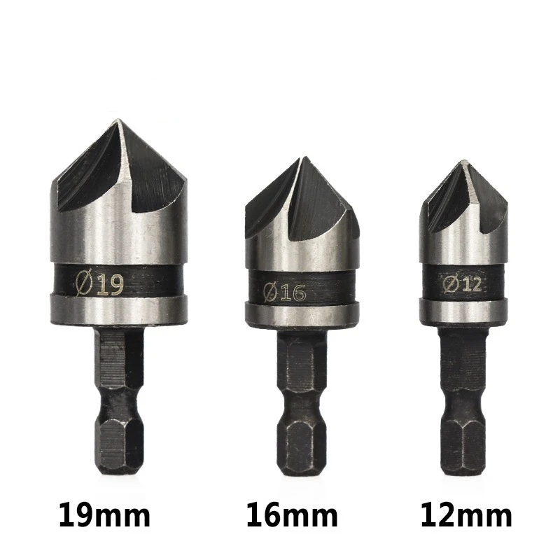 1/3pcs 82 Degrees Chamfer Drill Bit Set 12/16/19mm 5 Flute Woodworking Drill Bit Cutter Countersink Set Metal Drilling drill bit set drill bits drill bit woodworking drill countersink drill bit woodworking drill bits countersink drill drill cutter woodworking drill tool set