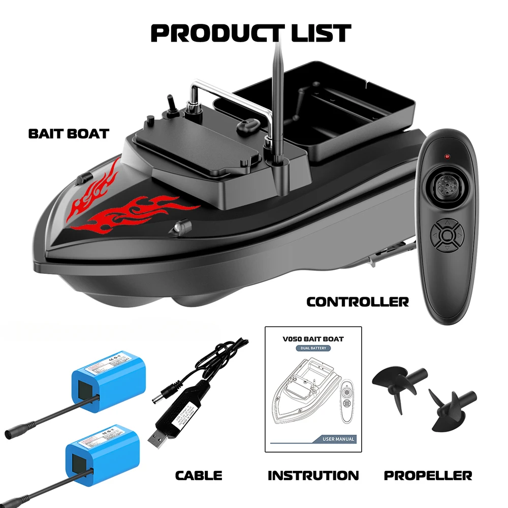 Remote Control RC Fishing Bait Boat 2KG Loaded Fixed Speed Cruise Waterproof High Speed 4 Night Light fishing tools fishing tool fishing tackle