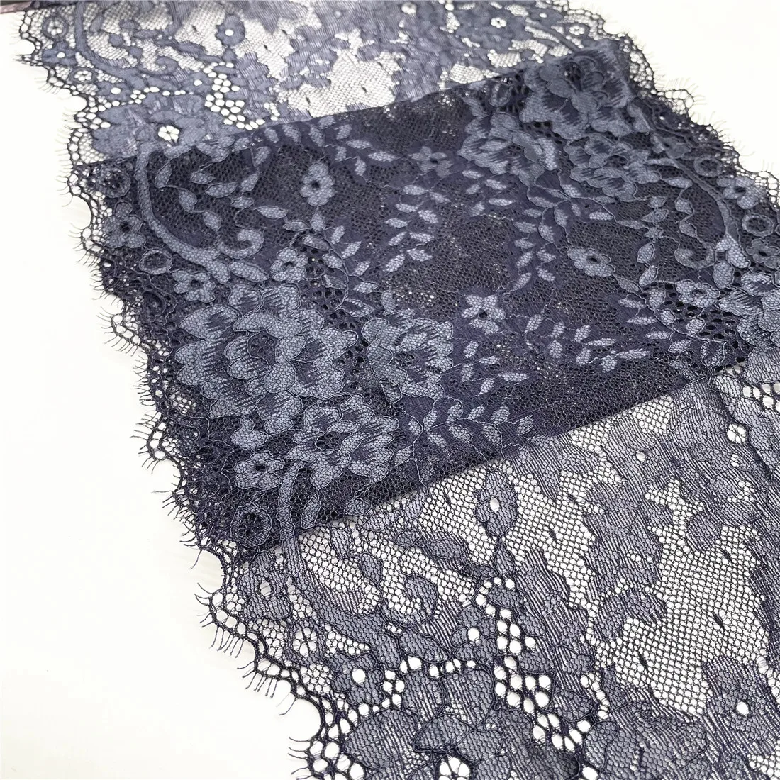 3y/lot 21.50cm 3 Colors Black Blue Eyelash Elastic Stretch Lace trim Skirt Hem Underwear Sewing Craft DIY Apparel Fabrics Lace 4