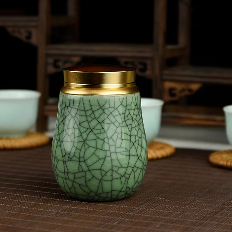 Ceramic Jar with Metal Lid Sealed Jars Tea Caddy Tea Box Storage Tank Candy Jar Food Storage Jars Container Organizer