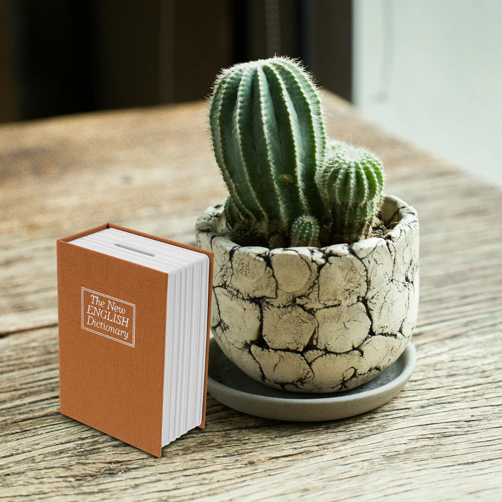 클래식 책 모양 금고 빈티지 스타일 잠금 가능 동전 저금통 어린이용 창의적인 저금통 데스크탑 수납 장 돈통