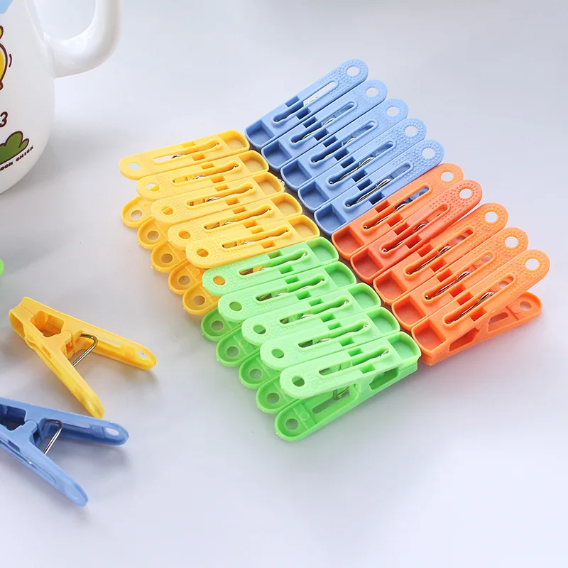 Clothes Pegs 20pcs / pack Plastic Clothespins Laundry Hanging Pin Clip Household Socks Underwear Drying Rack Holder