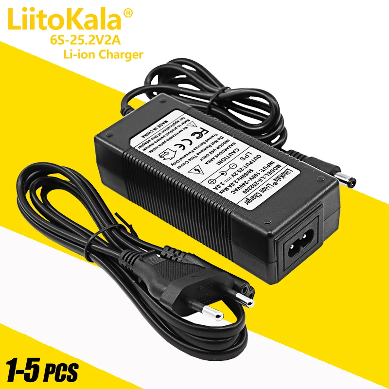 LiitoKala 배터리 팩 전원 공급 장치, 리튬 이온 배터리 충전기, AC 100-240V 컨버터 어댑터, 6S, 25.2V, 2A, 24V, 1-5 개