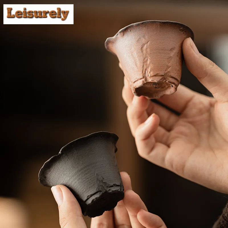 Old Rock Mud Coarse Pottery Teacup Retro Tea Bowl Jug Tea-tasting Meditation Cup Chazhan Master Cups Teaset Supplies Ornaments