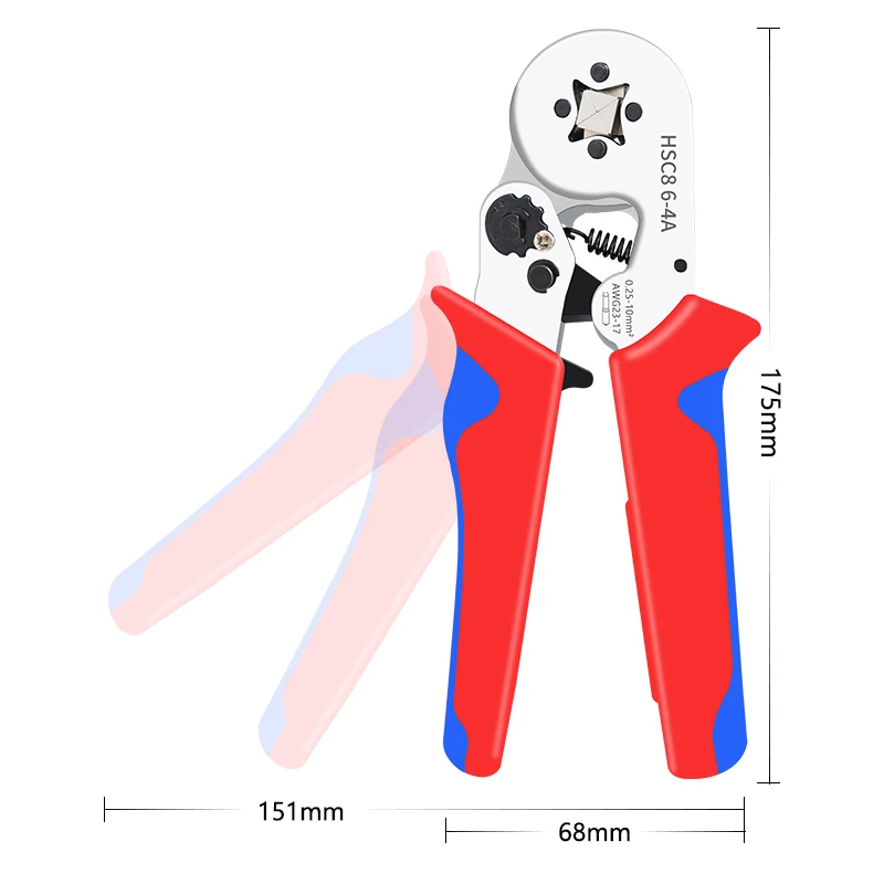 Crimping tool Crimping tools Crimping tool set Crimping pliers Ferrule Sleeves Tubular Terminal Tools HSC8 6-4 0.25-10mm2 Professional Electrician Adjustable Ratche