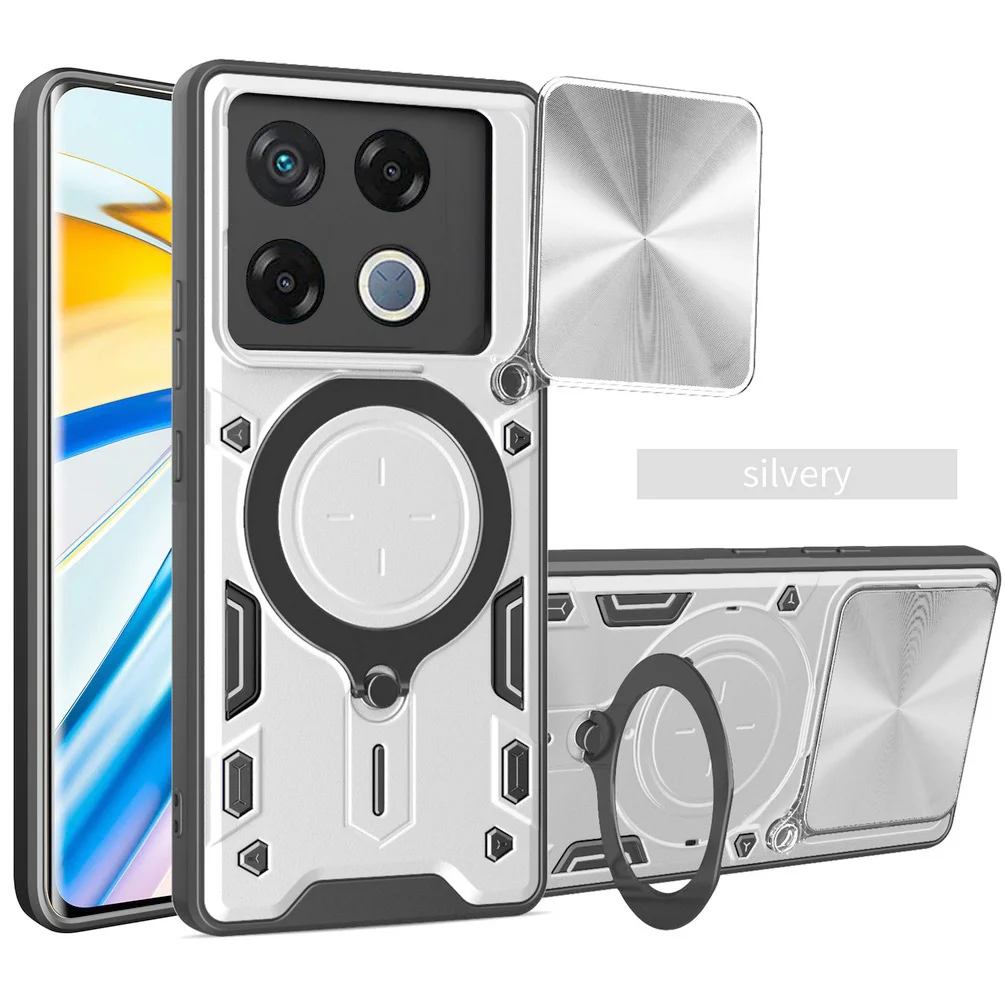 Enhanced Metal Ring Holder Car Mount Camera Protective Case with Rotating Armor Cover