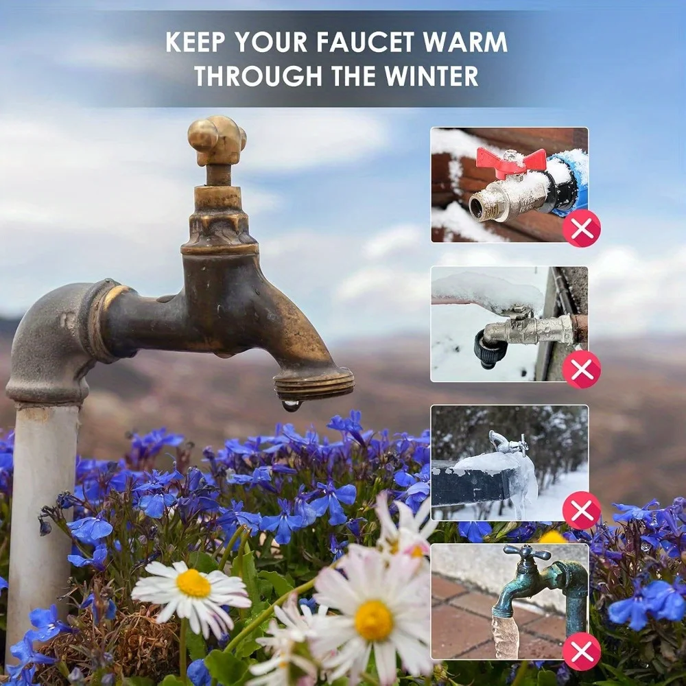 6-piece Winter Antifreeze Faucet Cover with Reflective Strips, Thickened Antifreeze Outdoor Reusable Hose Faucet Cover